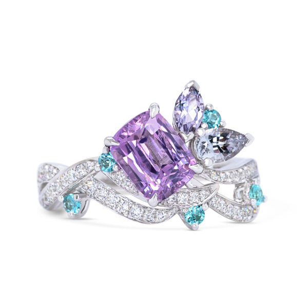 Floral Pink Sapphire Ring - Image 3