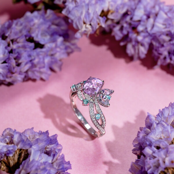 Floral Pink Sapphire Ring - Image 2