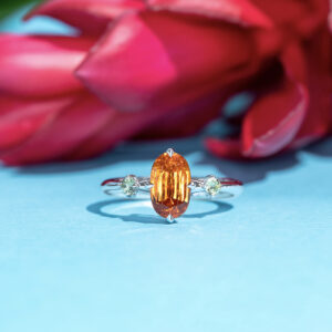 Mandarin Garnet Ring with Demantoid