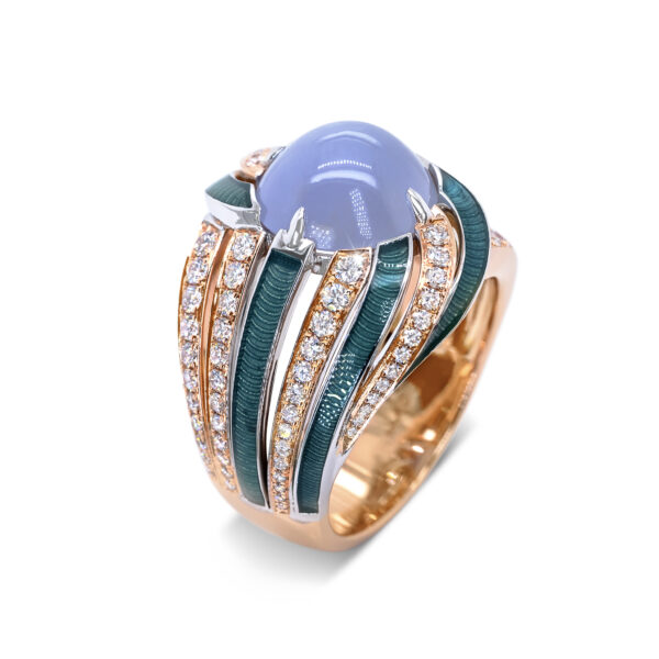 Jade and Enamel Cocktail Ring - Image 3
