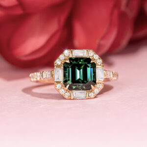 Green Tourmaline Ring with MADLY Halo