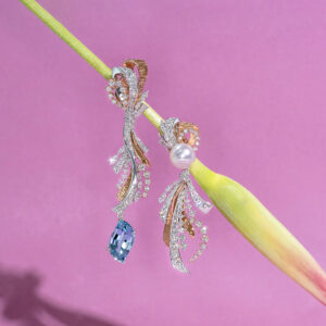 Convertible Yin-Yang Pearl and Aquamarine Earrings