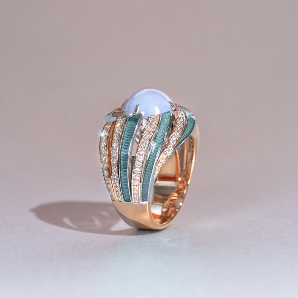 Jade and Enamel Cocktail Ring
