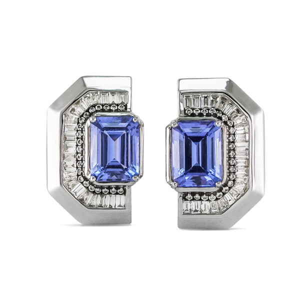 Art Deco Tanzanite Statement Studs